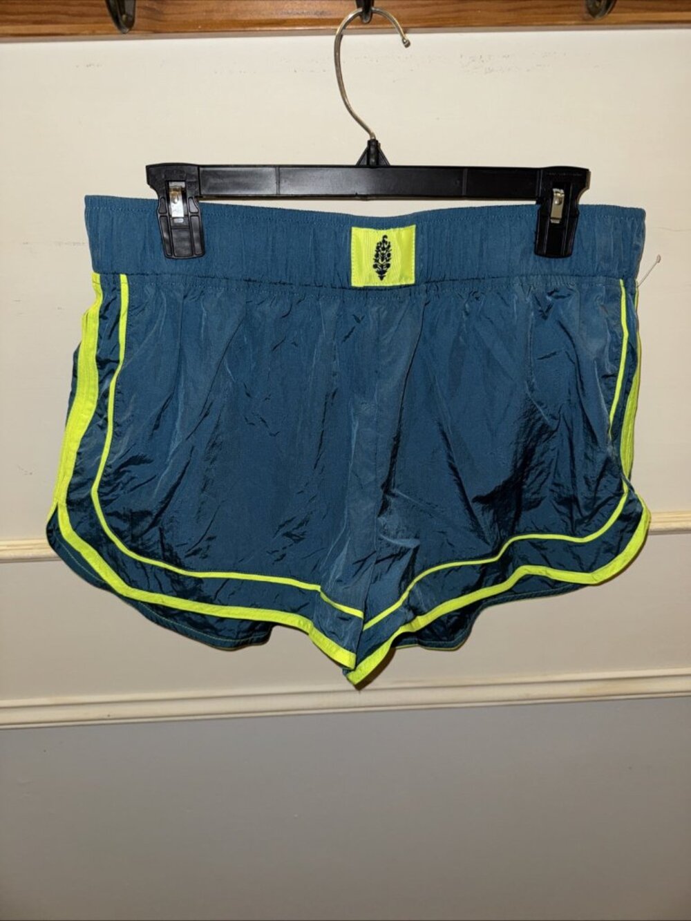 Free People FP Movement Varsity Blues Shorts Teal Blue Neon Women’s L Athletic